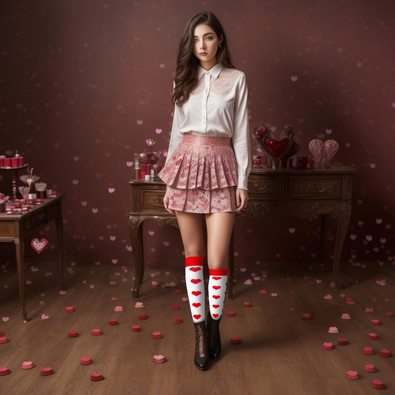 Valentines Day Compression Socks for Women Knee High Heart Socks for Valentin…