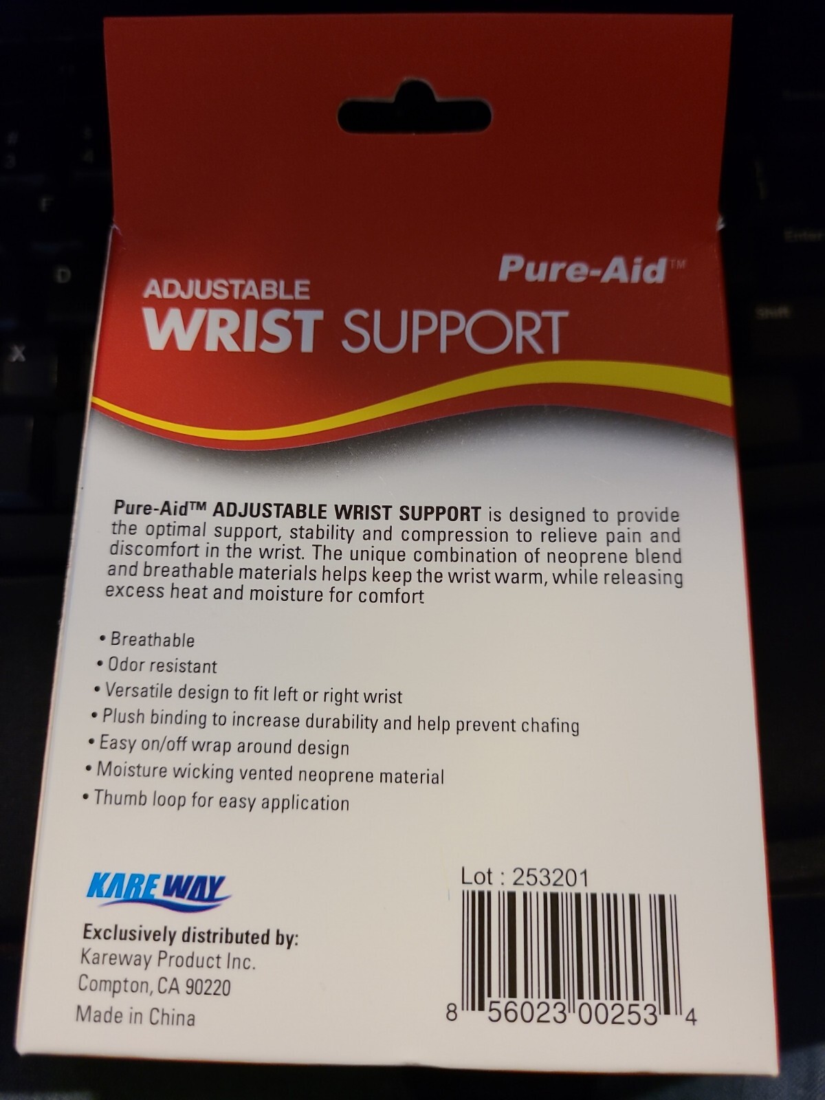 PURE AID * ADJUSTABLE WRIST SUPPORT * ADJUSTABLE STRAPS~ BRAND NEW