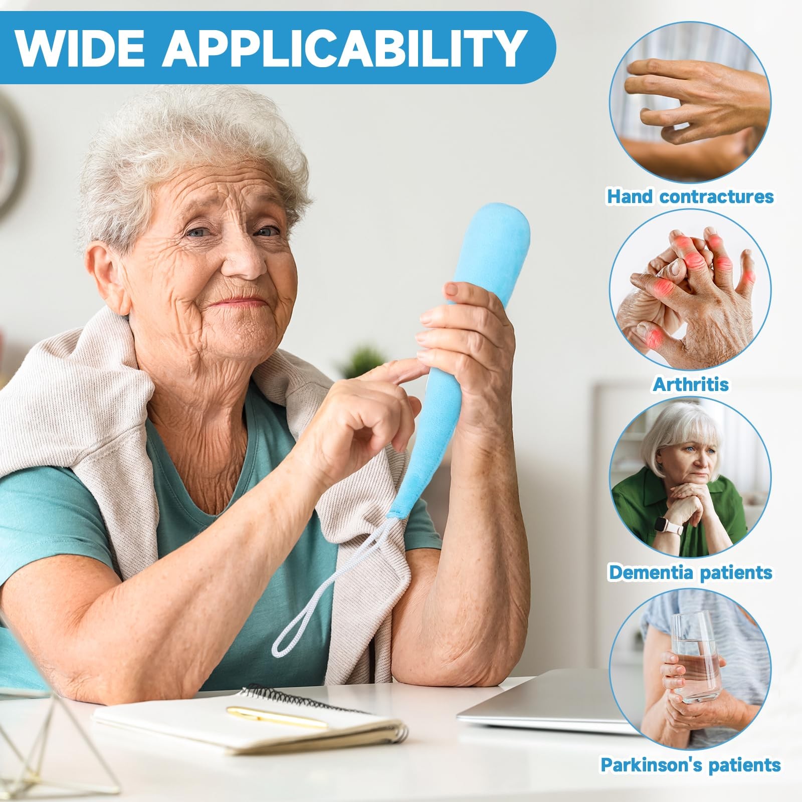 6 Pcs Palm Protector Hand Contracture Cushion With Elastic Band Finger Separator