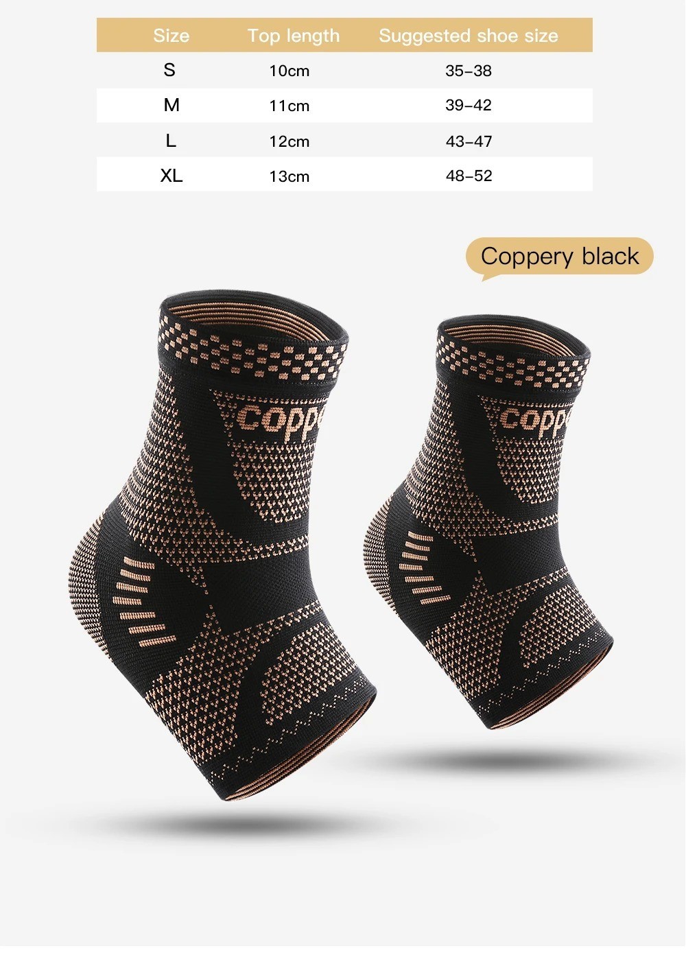 Copper Ankle Support Brace Compression Sleeve Foot Pain Relief Sock