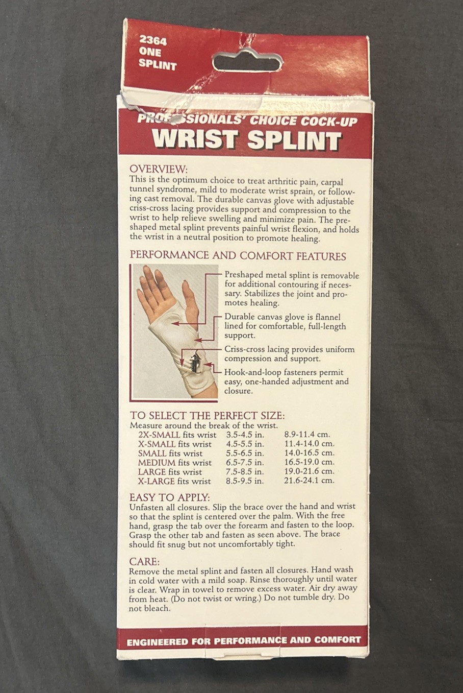 OTC Professional Orthopaedic Pro’s Choice Cock-Up Wrist Splint SMALL Left Hand