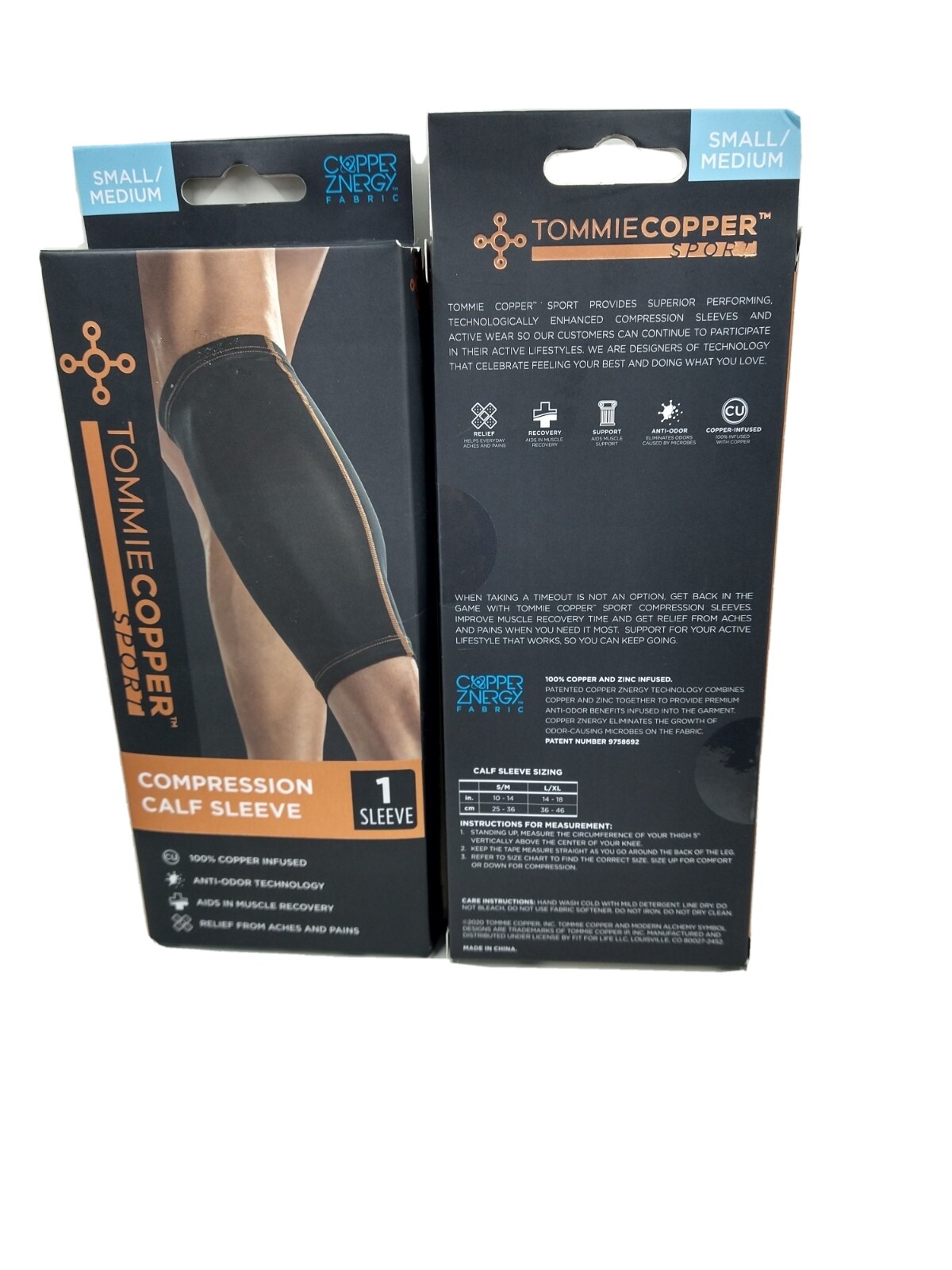 Tommie Copper Sport Compression Calf Sleeve 1 Small/Medium 100% Copper Infused