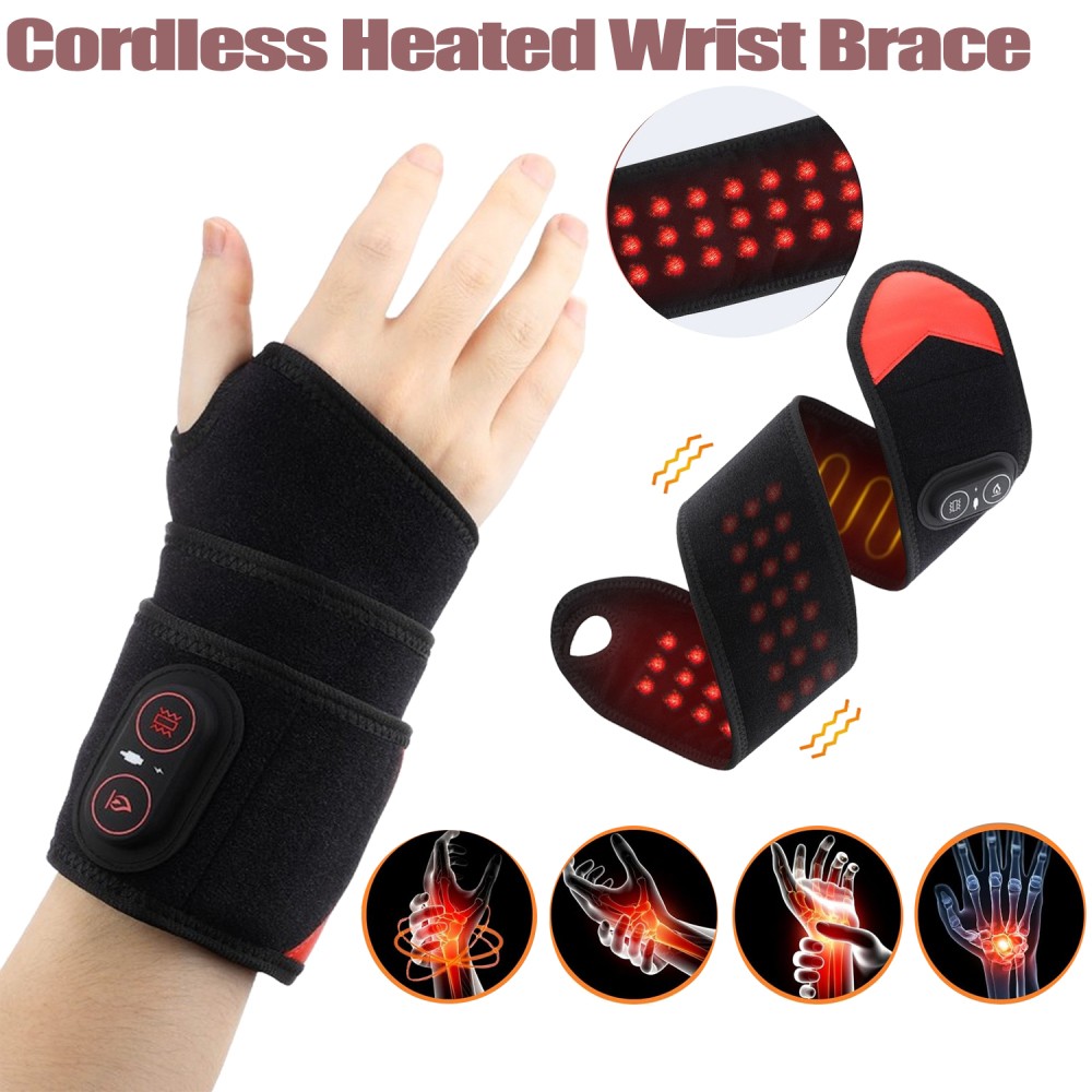 660nm Red Light Therapy Wrist & Hand Massager Wireless Heated Pad 3000mAh Brace