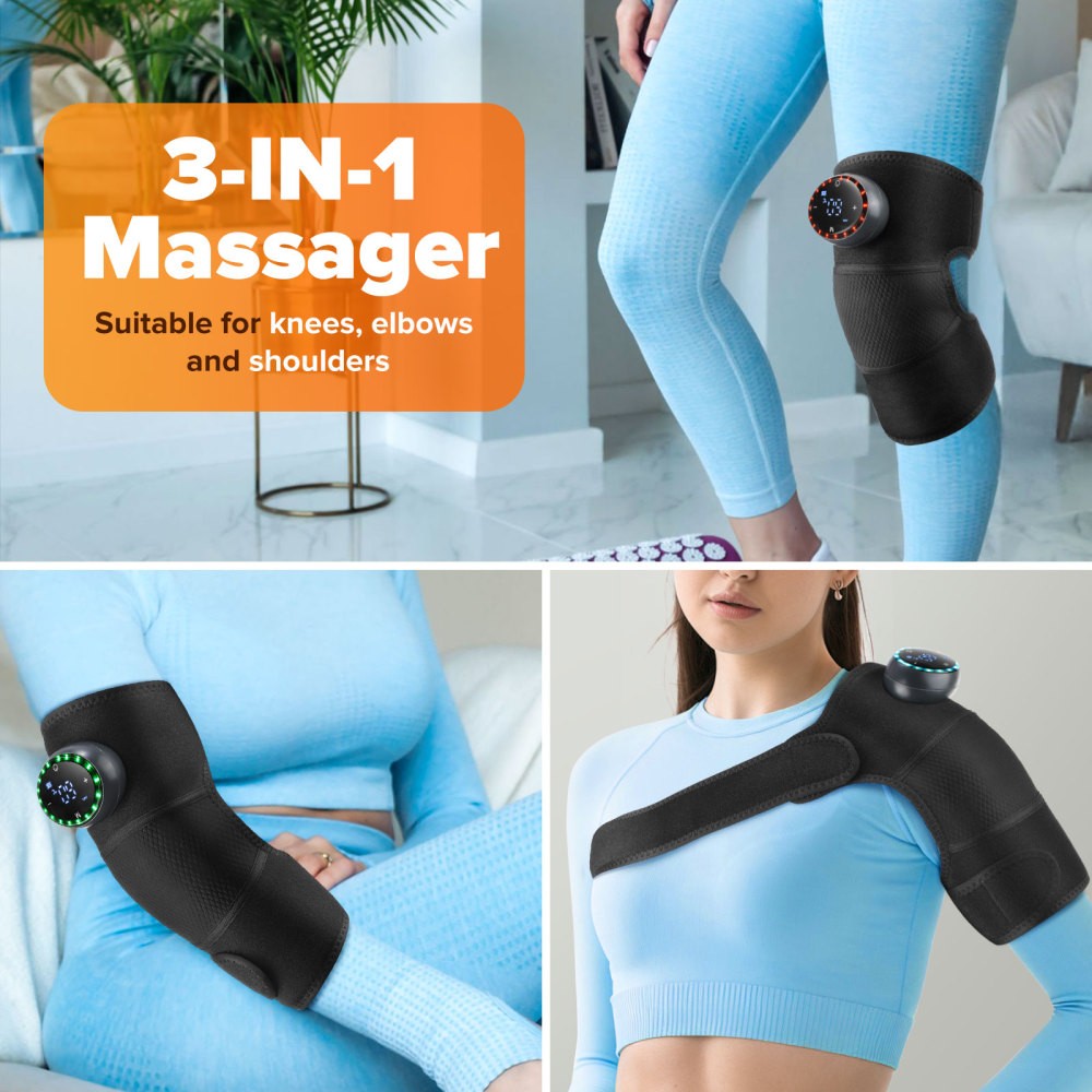 3 in 1 Cordless Heating Massage Knee Pad Shoulder Elbow Smart Vibration Massager