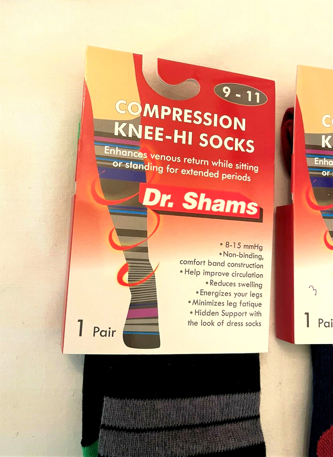 Compression Socks 3 pair Size 9-11 Knee High Socks Dr. Shams Moderate 8-15 mm Hg