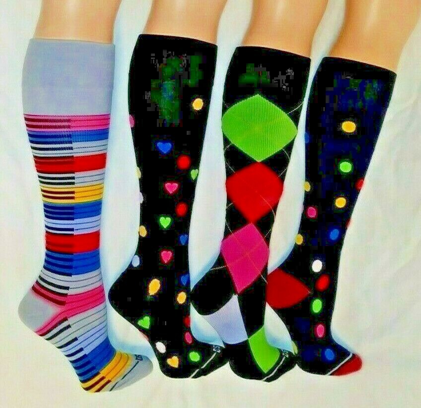 4 pair Womens Compression Socks Knee High 9-11 Dr. Shams Anti-Fatigue 15-20 mmHg