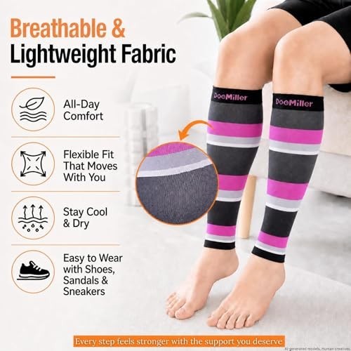 Calf Compression Sleeves 20-30 mmHg Pair Footless Wide Calf Running Shin