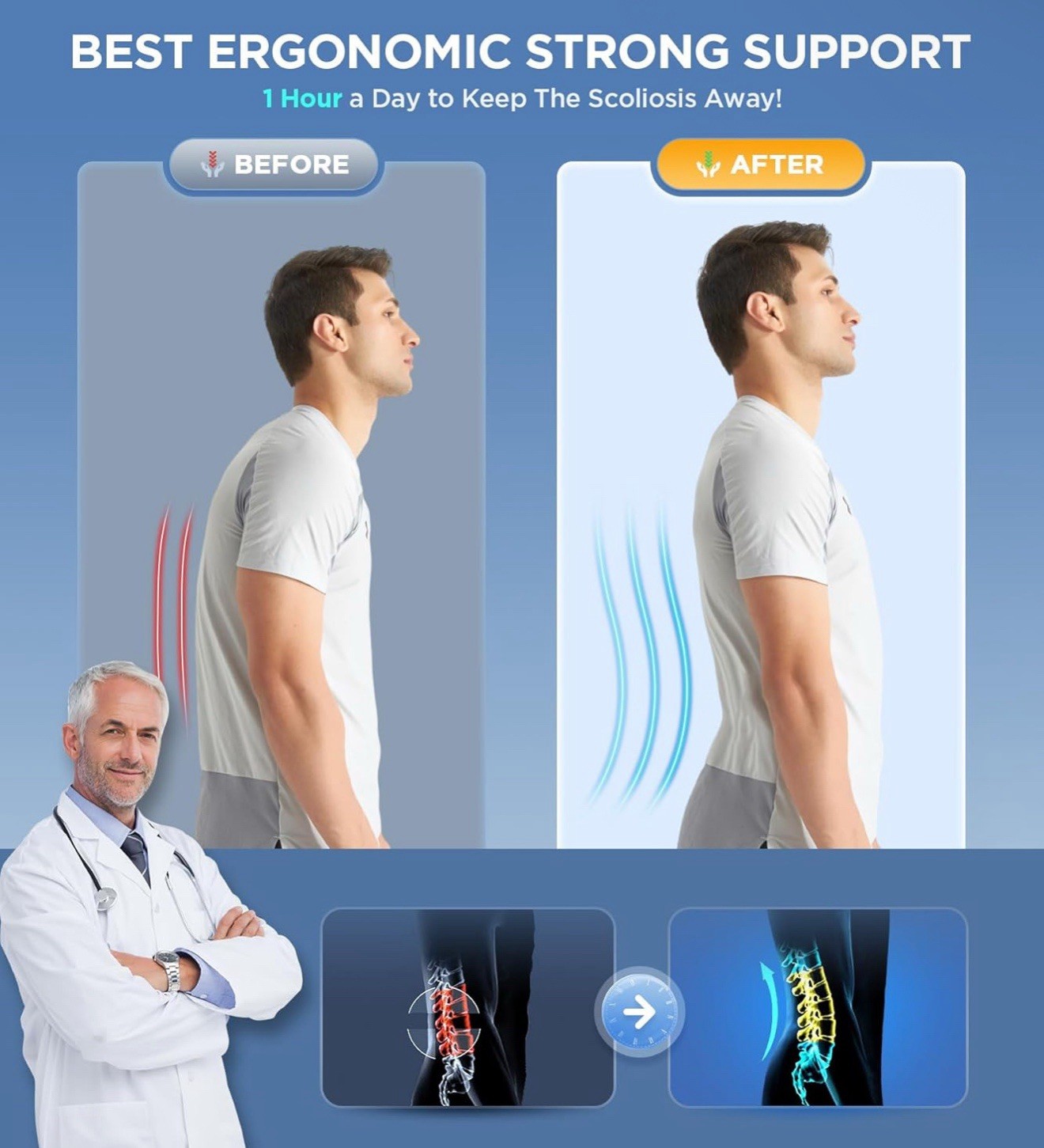 Breathable Waist Lumbar Lower Back Support Belt for Men Women Adult Back Brace