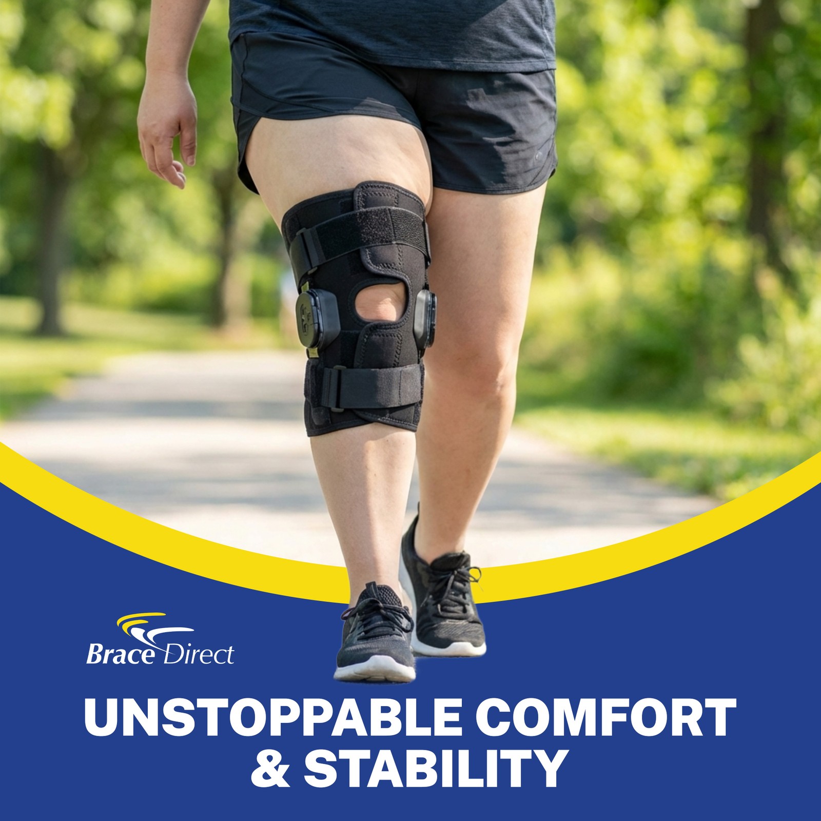 Plus Size External Hinged Knee Brace with Compression Wrap for Big & Wide Thighs