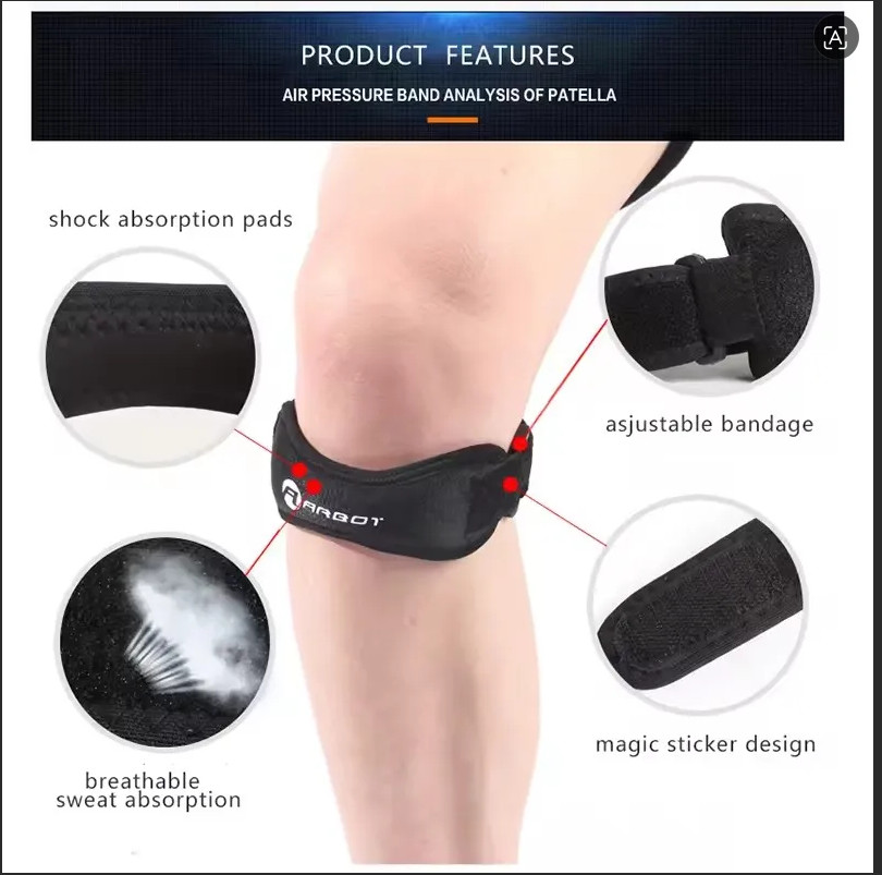 1 Piece Knee Patellar Tendon Support Strap, Adjustable Shock Absorption Compress