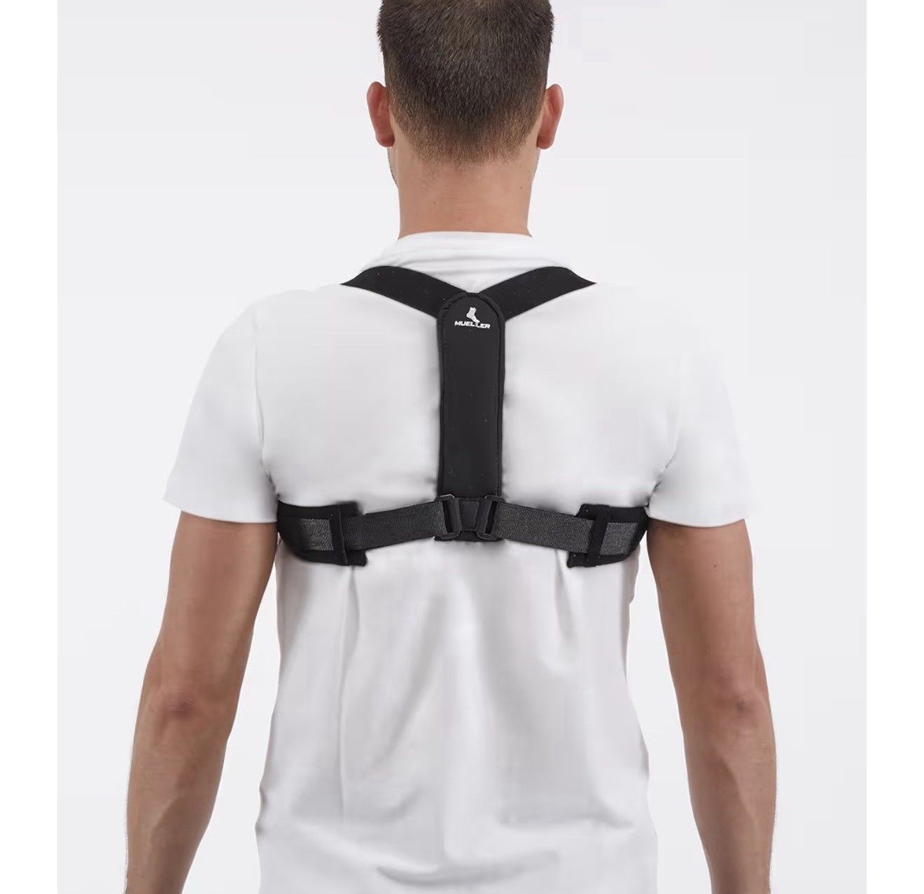 Mueller Adjustable Posture Corrector Black Cotton Unisex One Size Fits Most