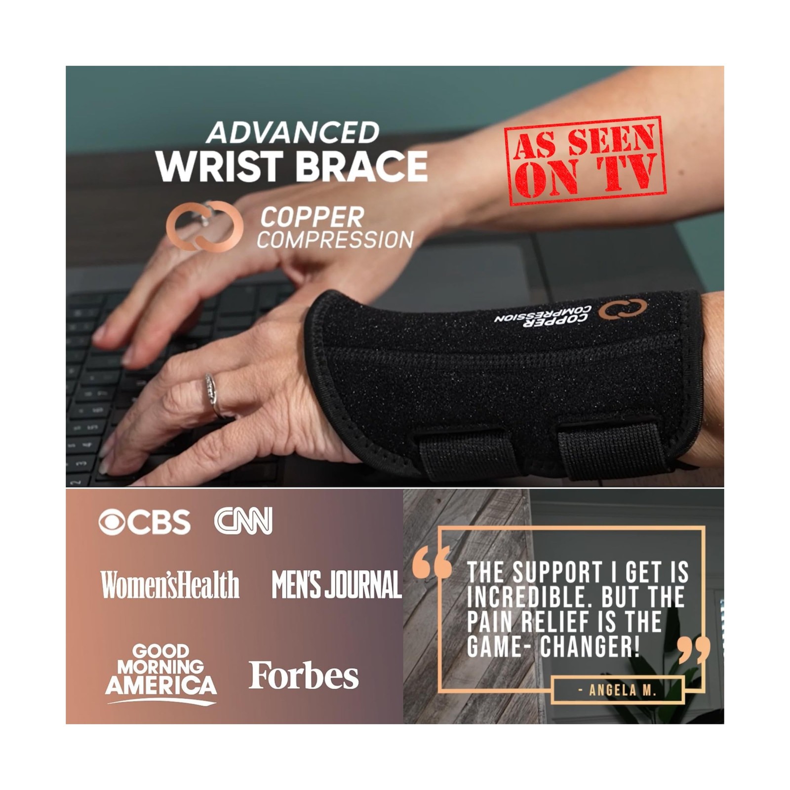 Copper Compression Advanced Wrist Brace – Copper Infused Adjustable Orthopedi…