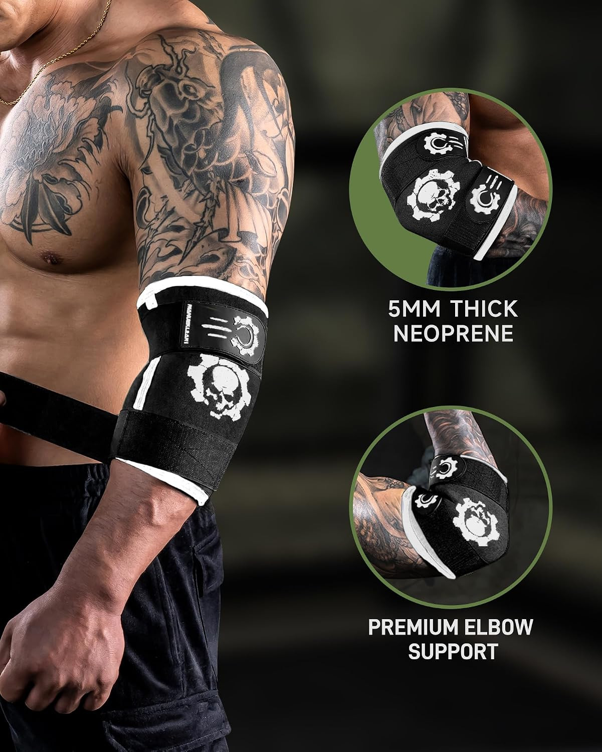 MANUEKLEAR 5Mm Neoprene Weight Lifting Elbow Sleeves for Men (1 Pair), Elbow Sle