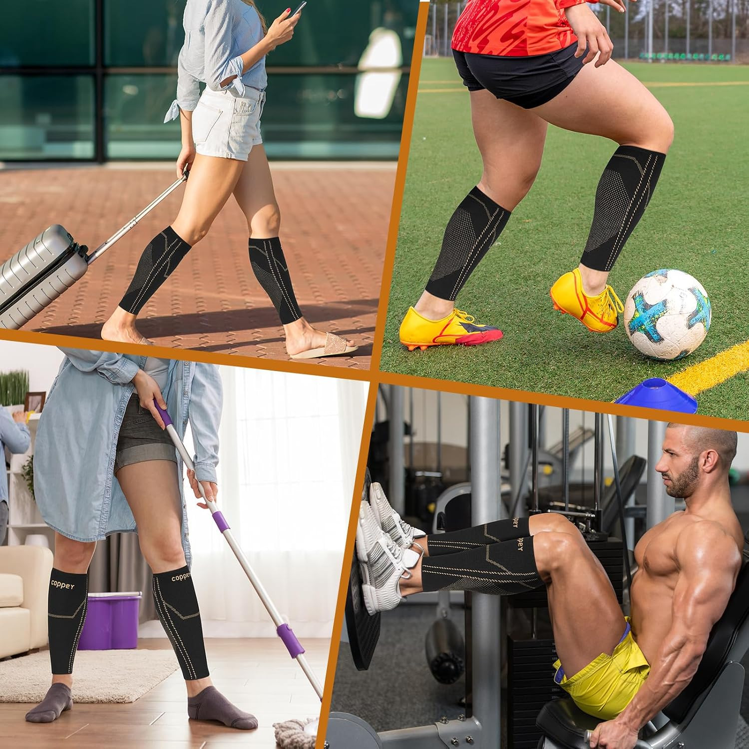 Copper Calf Compressions Sleeve for Men & Women-Shin Splint Relief | Breathable