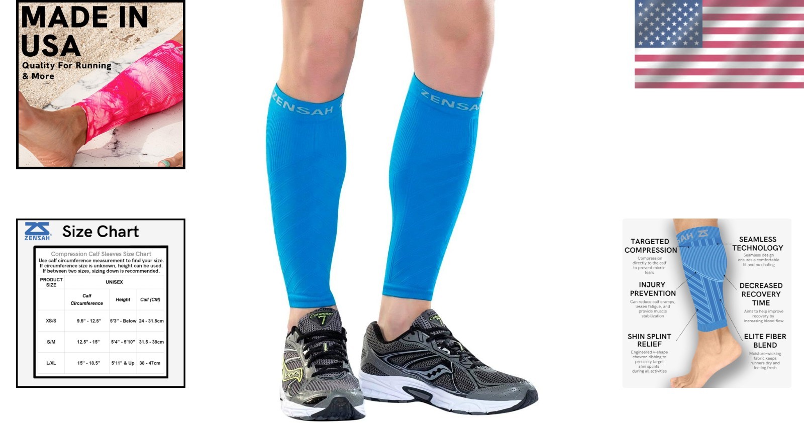 Compression Leg Sleeves for Shin Splints – Blue