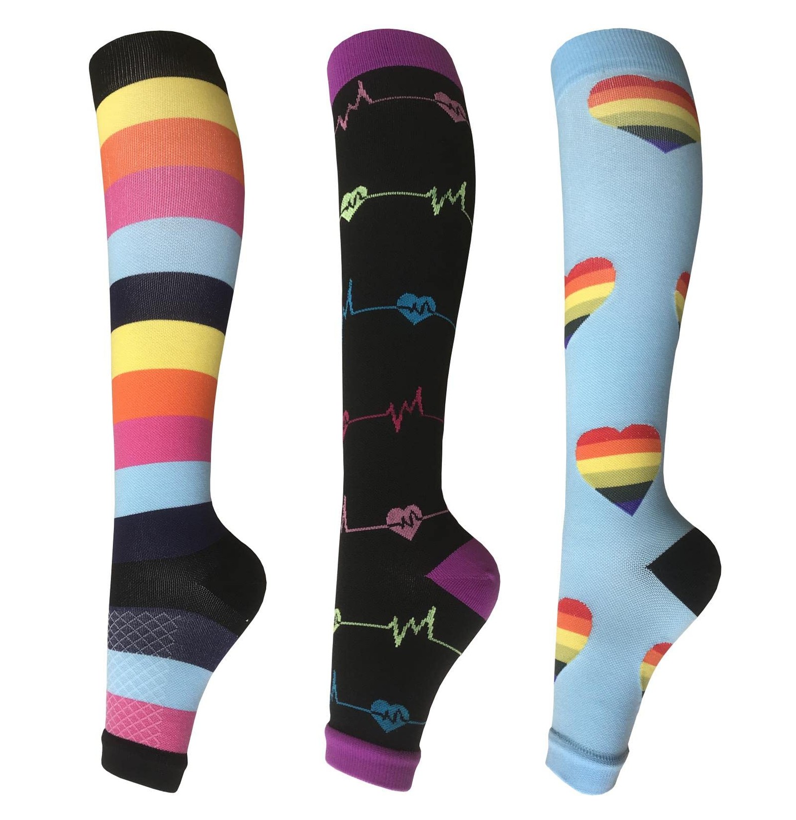 Open Toe Compression socks 3 Pairs Toeless Compression socks for Women Men 15…