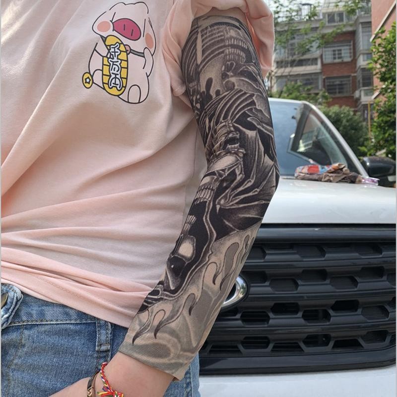 6PCS Tattoo Arm Sleeves UV Protection Elastic Covers for Cycling & Parties
