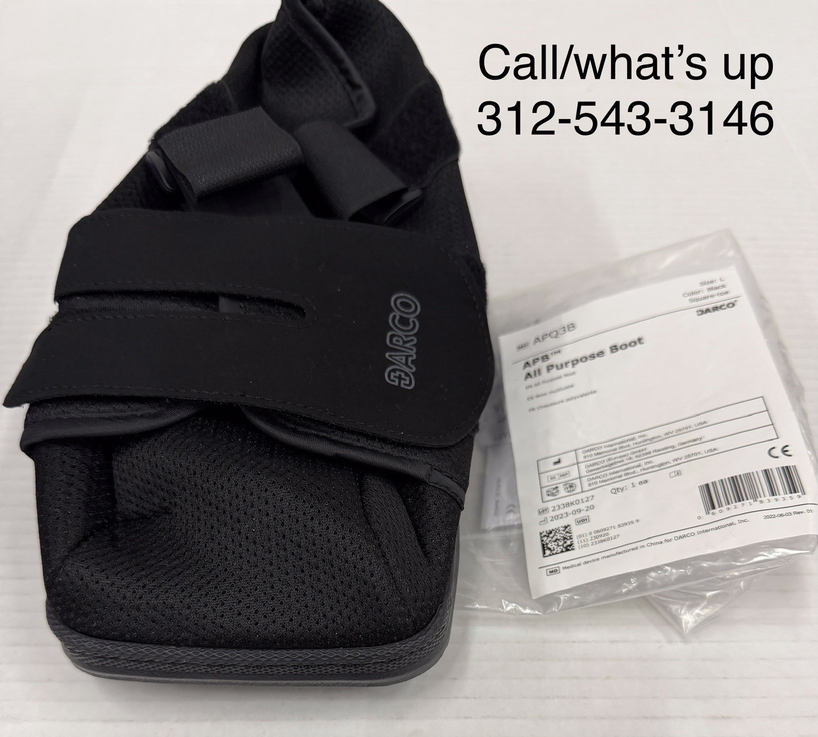 DARCO APB All-Purpose Boot Closed Square -Toe Post-Op Medical Shoe Black L