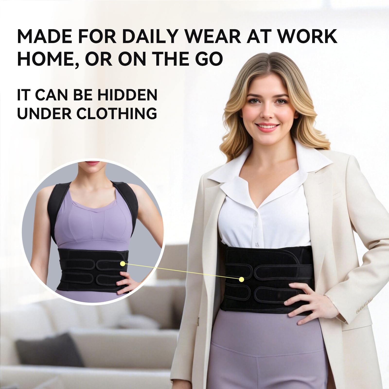 Posture Corrector for Women and Men, Adjustable Back M (Waist 30″-33″), Black