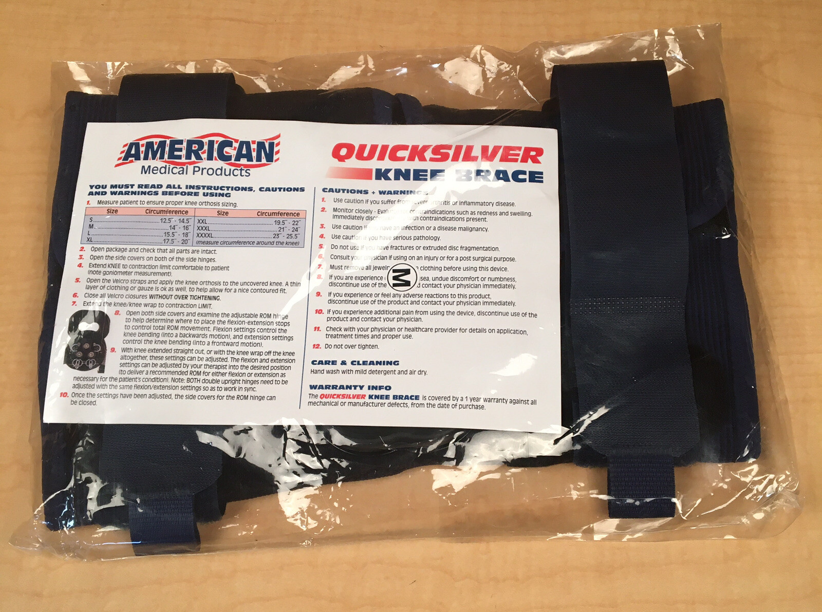 American Medical Products Quicksilver Knee Brace Blue Size Medium Brand New
