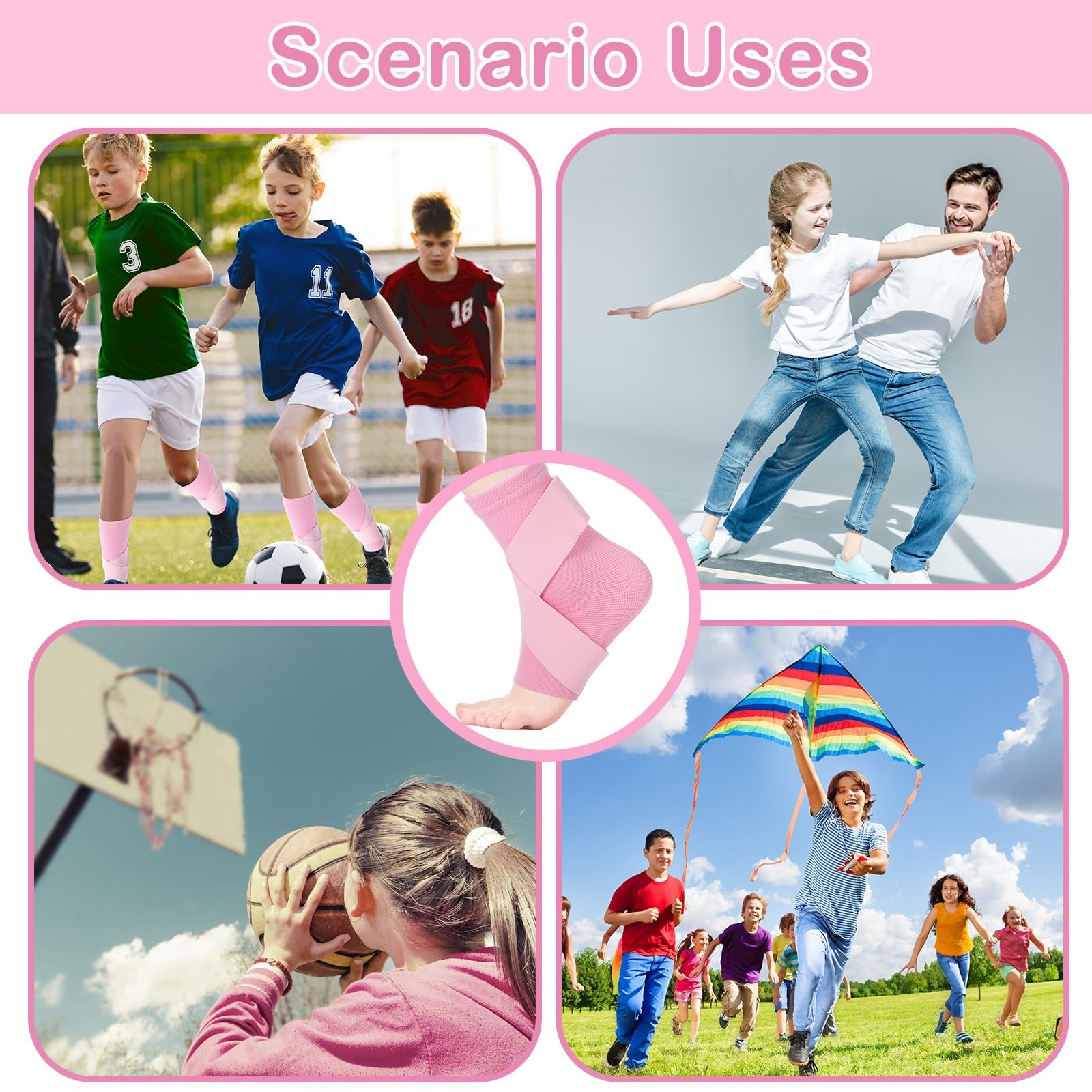1 Pair Ankle Brace for Kids Compression Ankle Sleeves Adjustable Foot Support…