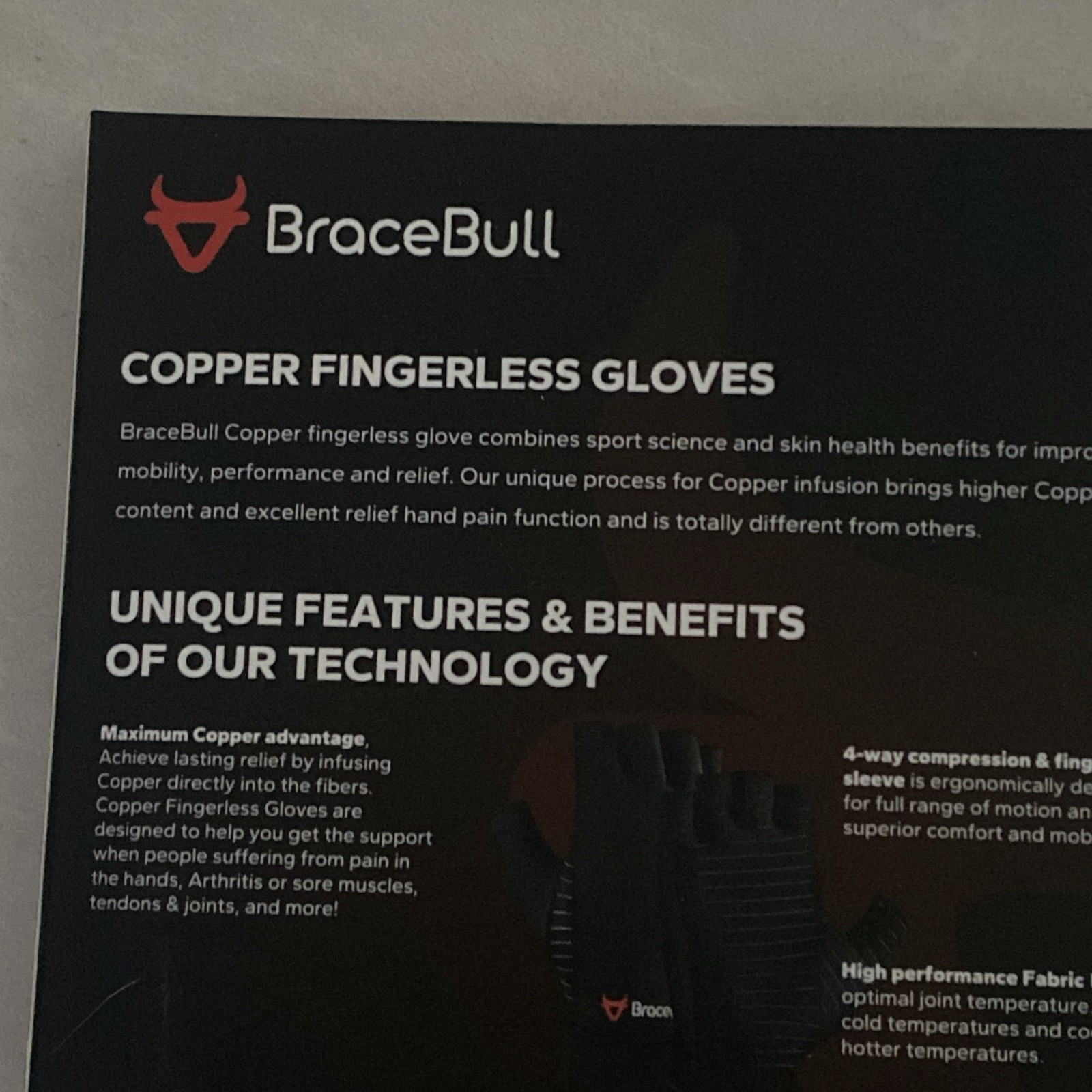 BraceBull Arthritis Gloves 2 Count Copper Fingerless Compression Glov… M