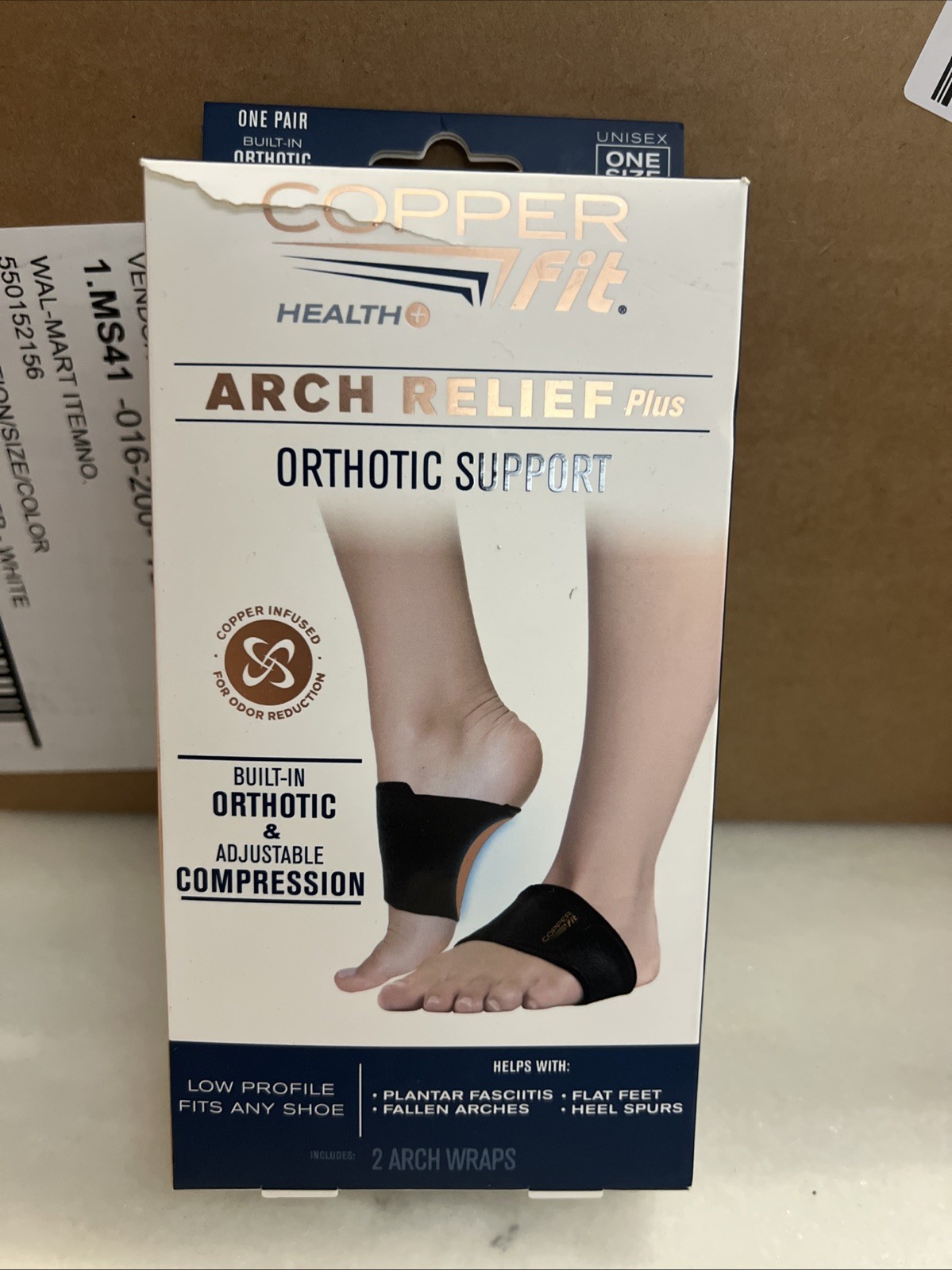 Copper Fit Health Unisex Arch Relief Plus Built-In Orthotic Support One Pair