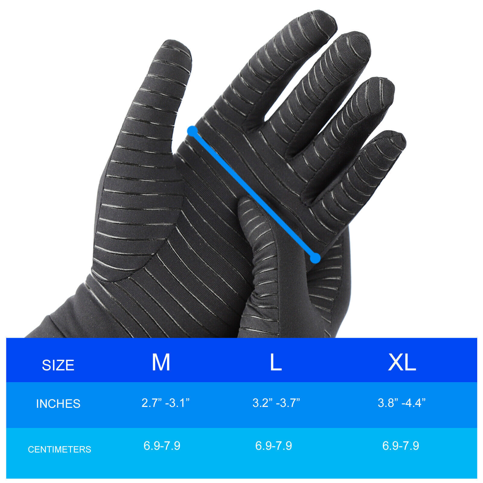 Copper Arthritis Compression Gloves Hand Support Joint Pain Relief Full Finger