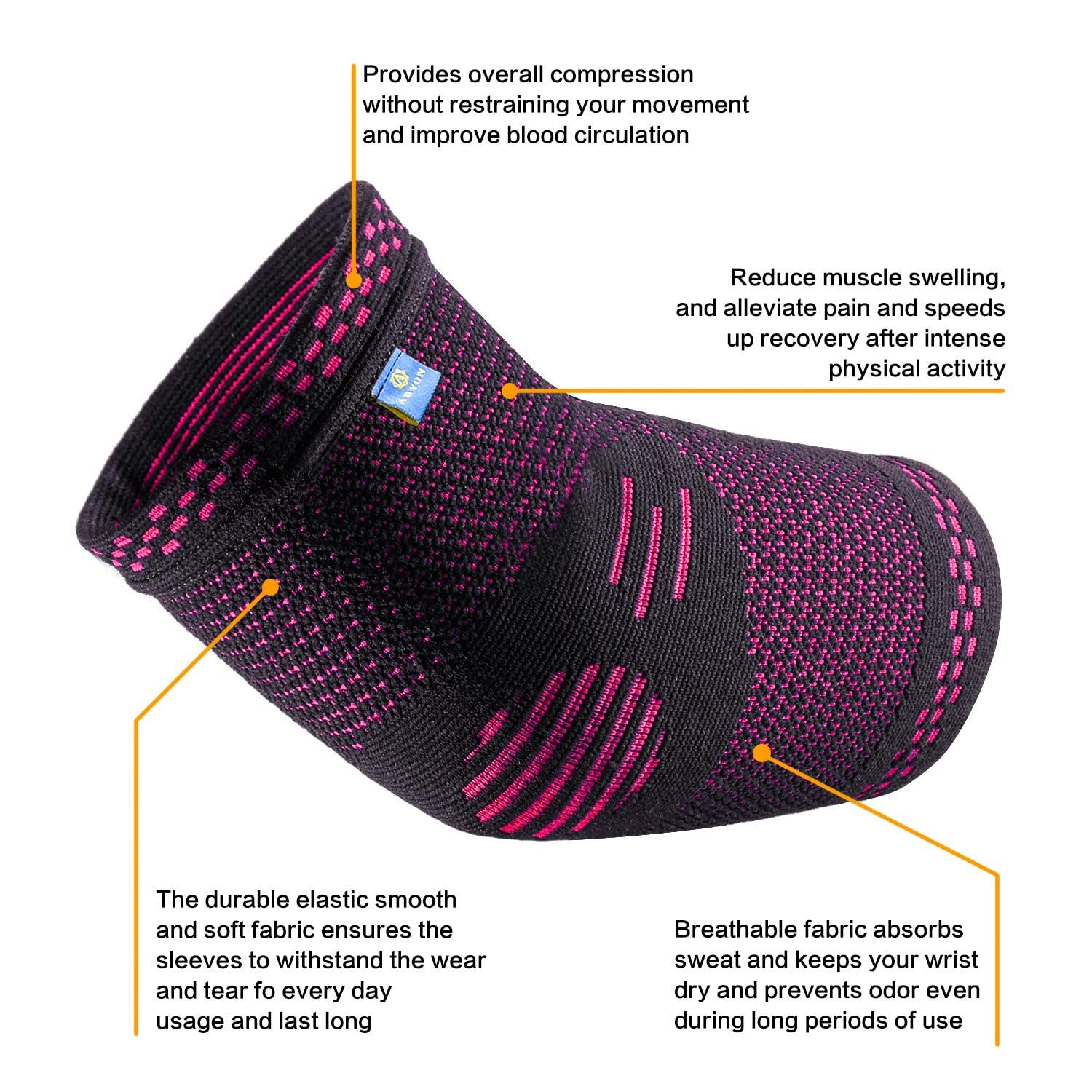 ABYON 3 Pack Professional Medical Grade Elbow Brace – Large, Pink