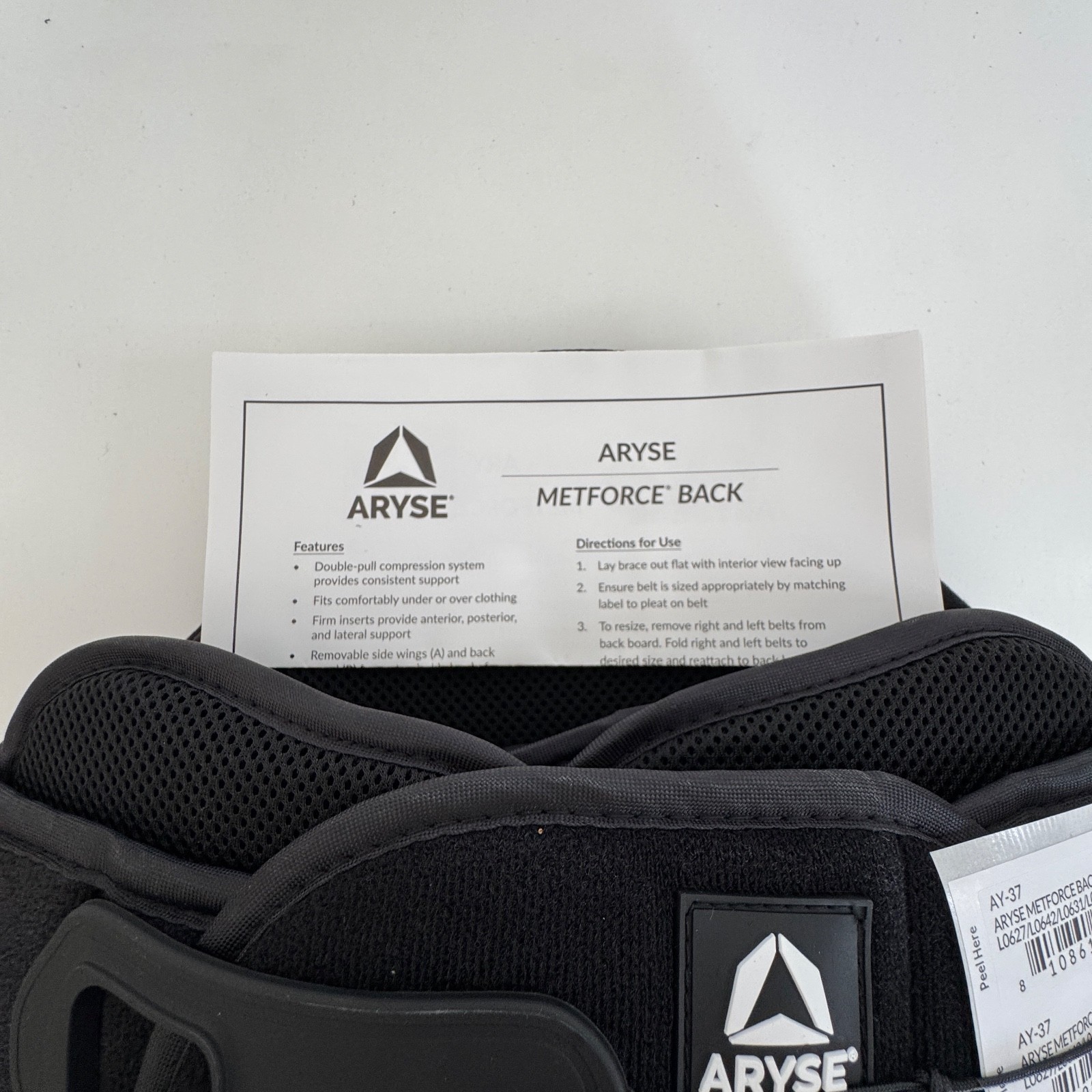 Adjustable Belt Lumbar Support Back Brace Black ARYSE MetForce AY-37 *New*
