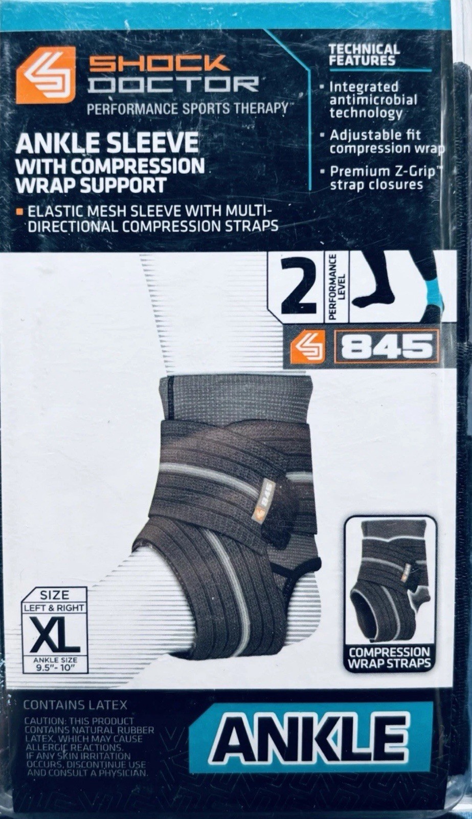 NEW Shock Doctor XL Ankle Sleeve Compression Support Wrap Size 9.5-10″