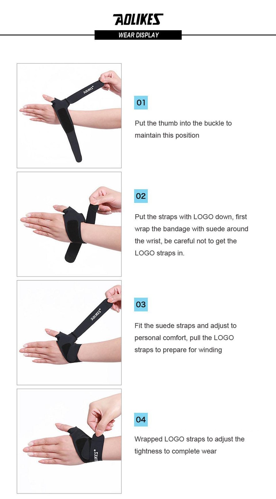 Aolikes 1pcs Wristband Wrist Brace Wrist Support Strap Wristbands Wrap Splint Fr