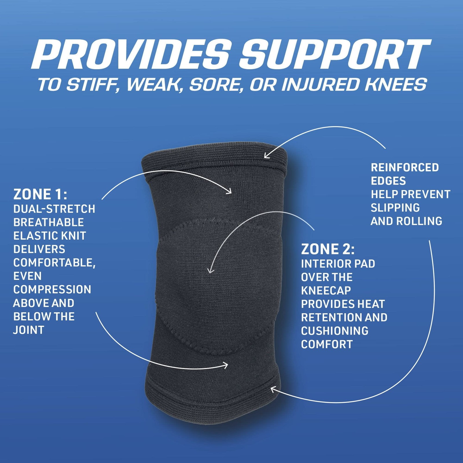 Breathable Knee Support Brace S/M, Elastic Knee Compression Sleeve