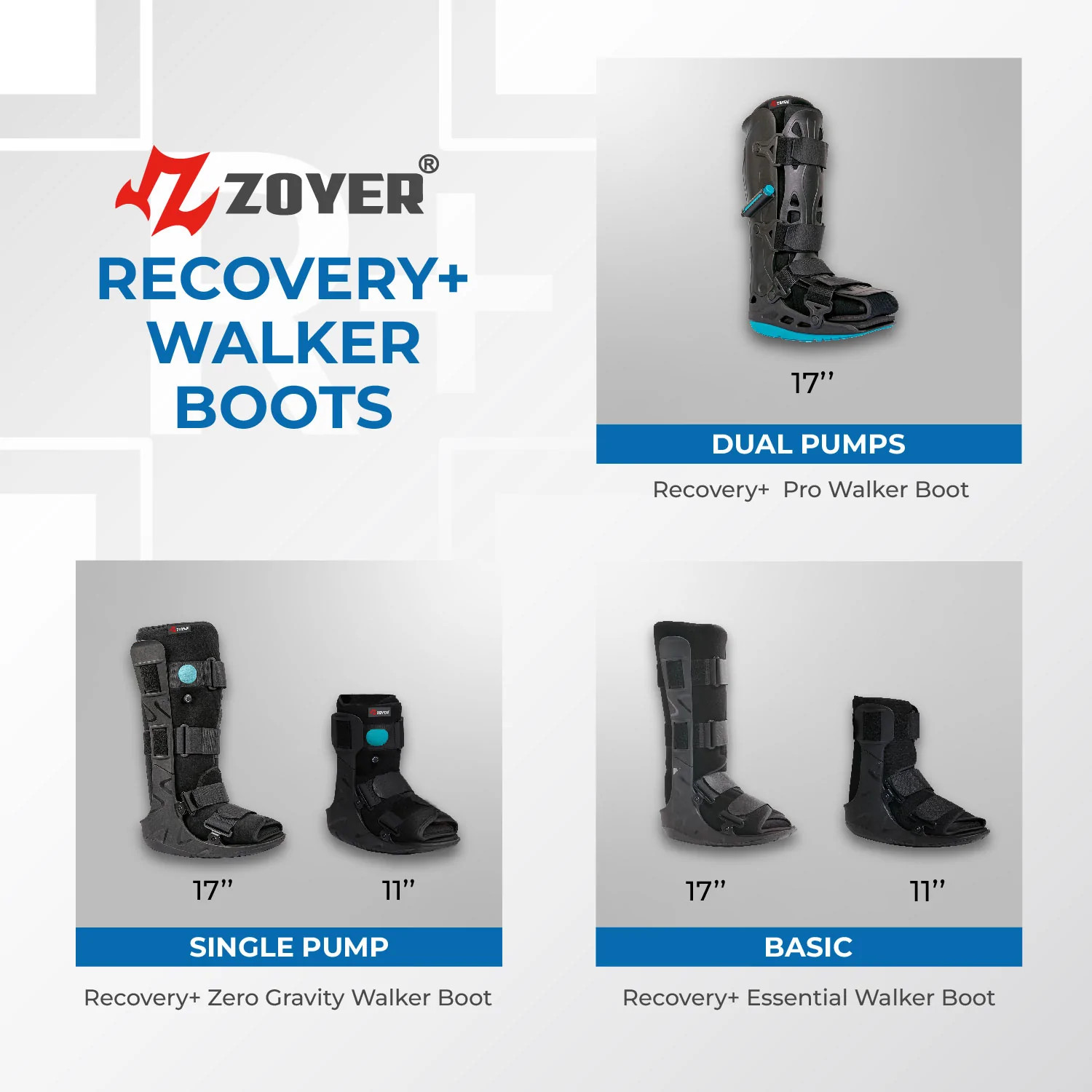 Zoyer Recovery+ 17″ Zero Gravity Boot with Pump