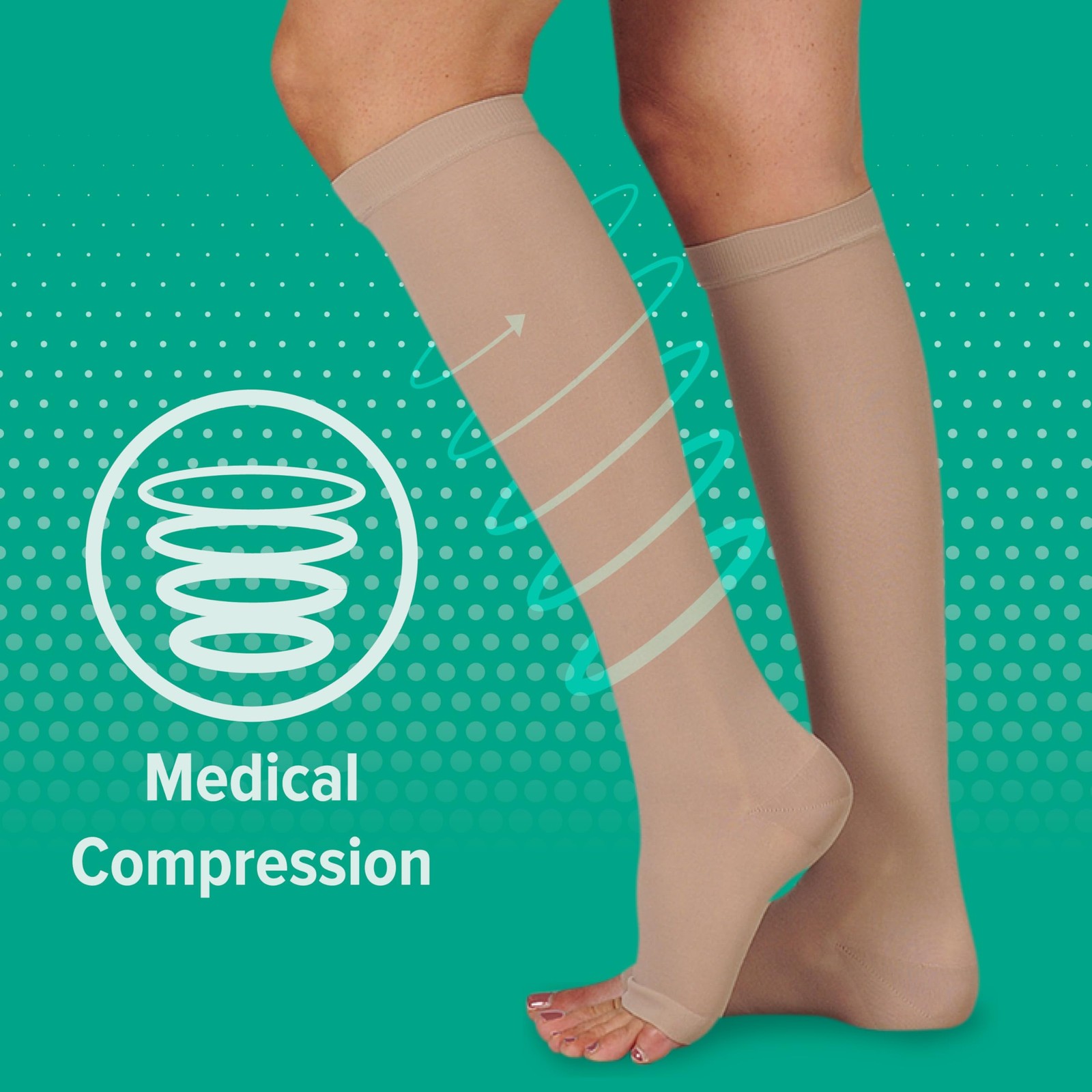 Juzo Basic 4410 Knee-High 15-20 mmHg Open Toe Compression Stocking – Men & Wo…