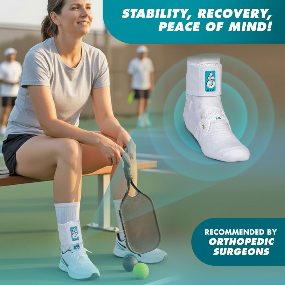 Med Spec ASO Ankle Stabilizer Small, White – Lace Up Ankle Brace for Sprained…