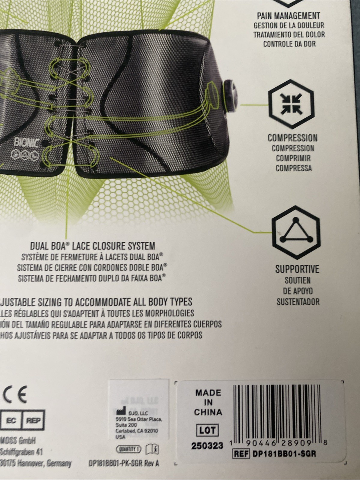DonJoy Performance Bionic Reel-Adjust Back Brace for Back Support