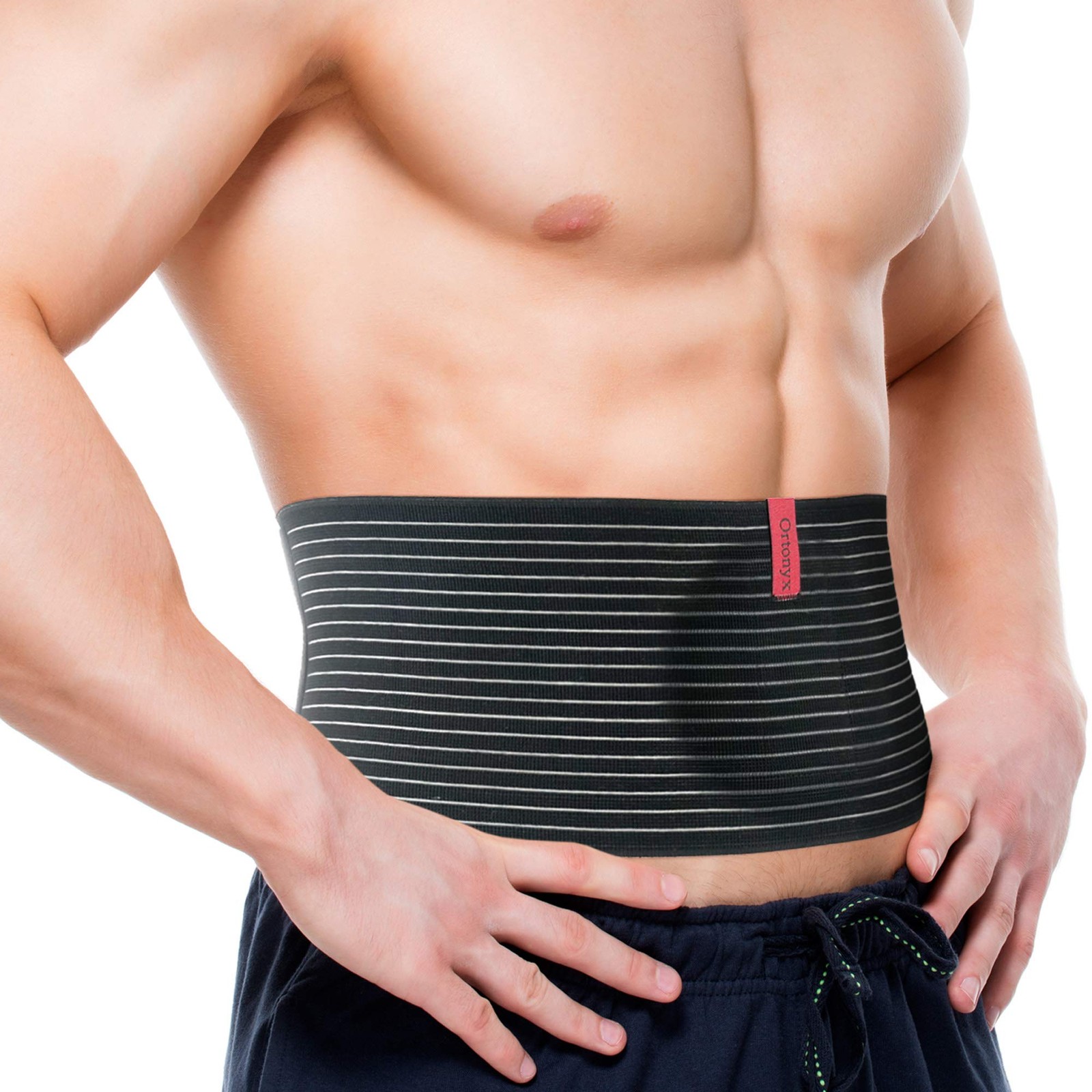 ORTONYX Umbilical Hernia Belt for Men and Women – L/XXL (35.8″-49.2″), Black