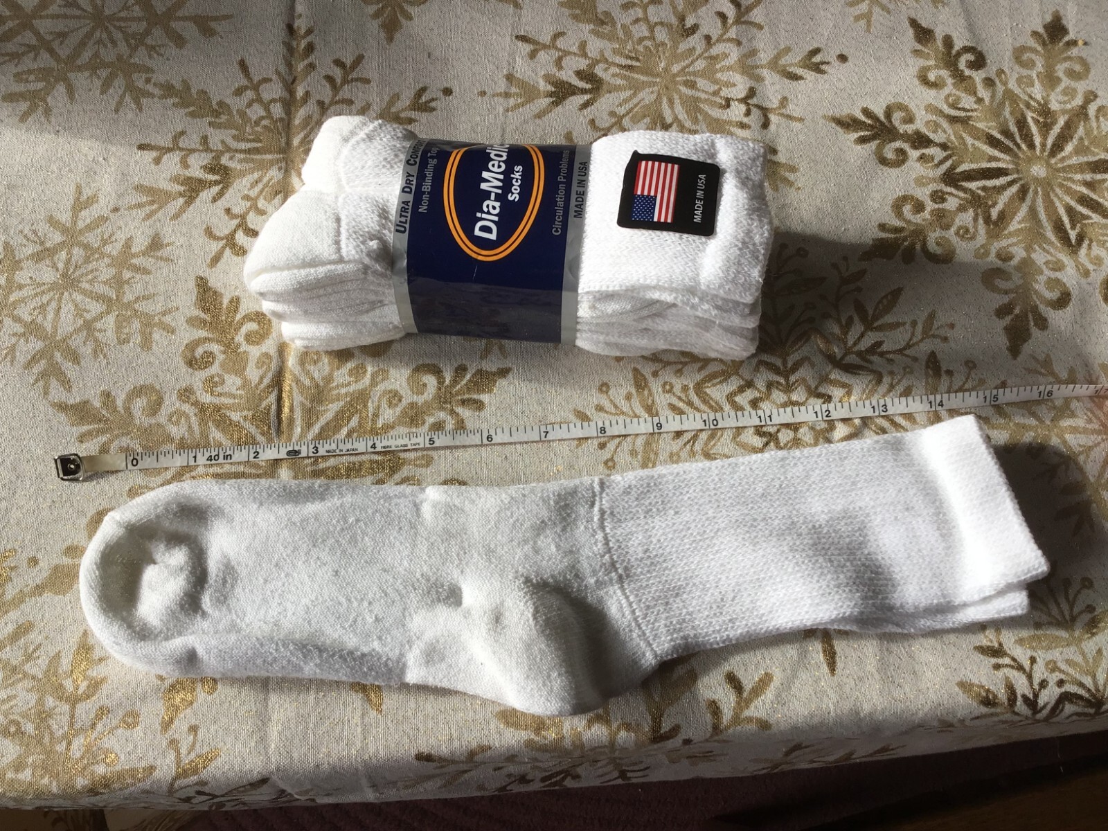 Dia-Medic White Socks 3-Pack – USA Made – Size 9-11 – Ultra Dry Comfort – New