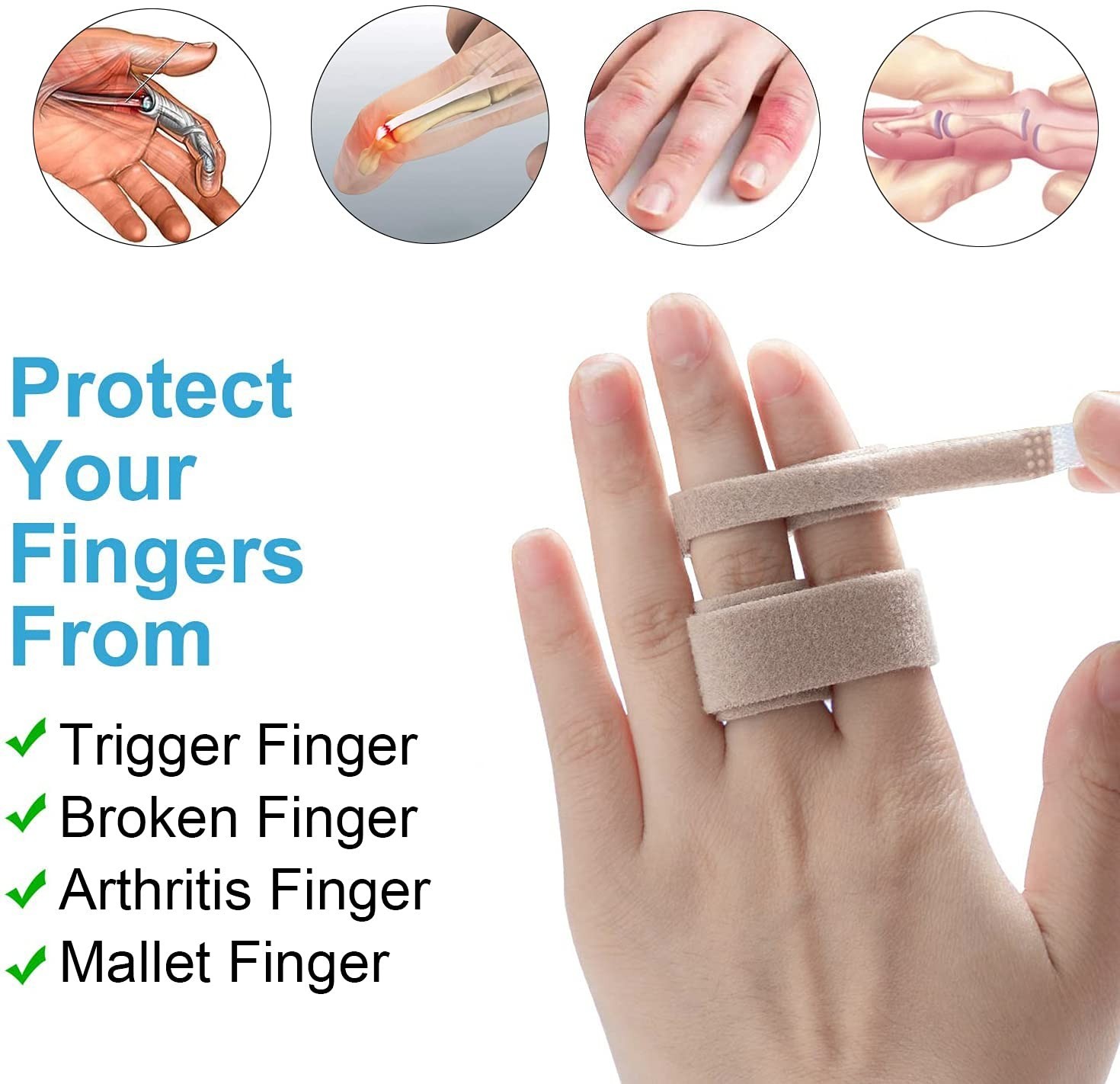 12 PCS Finger Buddy Wraps – Loops Tapes for Broken, Swollen Fingers & Toes, Spli