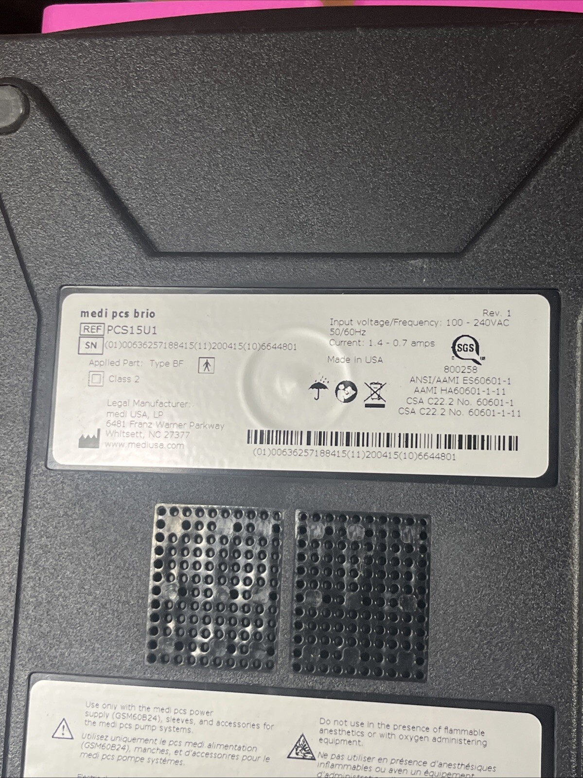 Medi PCS Pump BRIO PCS15U1 – READ
