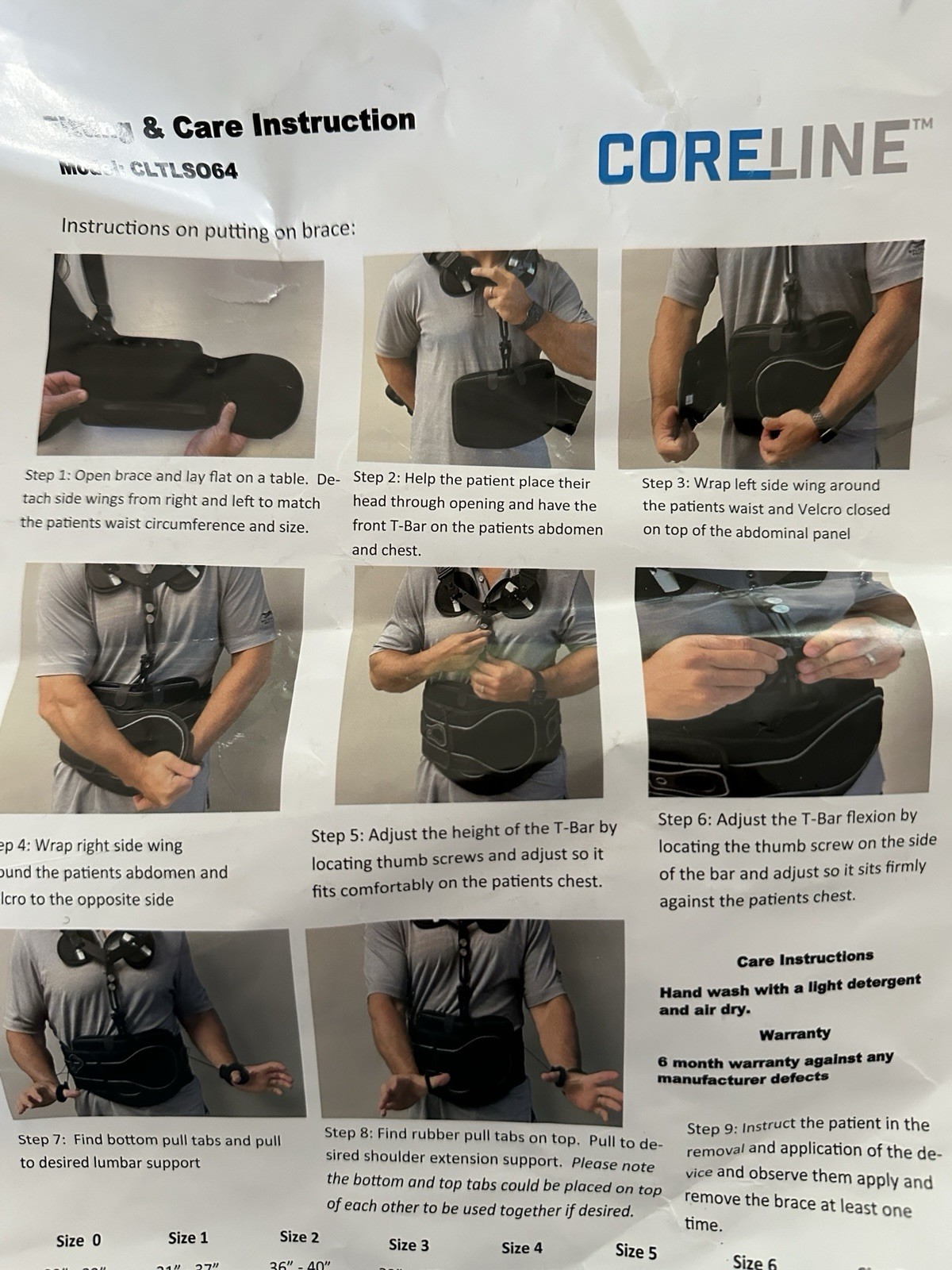 CORELINE Lumbar Brace L0464 TLSO BACK BRACE Univ Adjustable S-3xl CLTLSO64 New