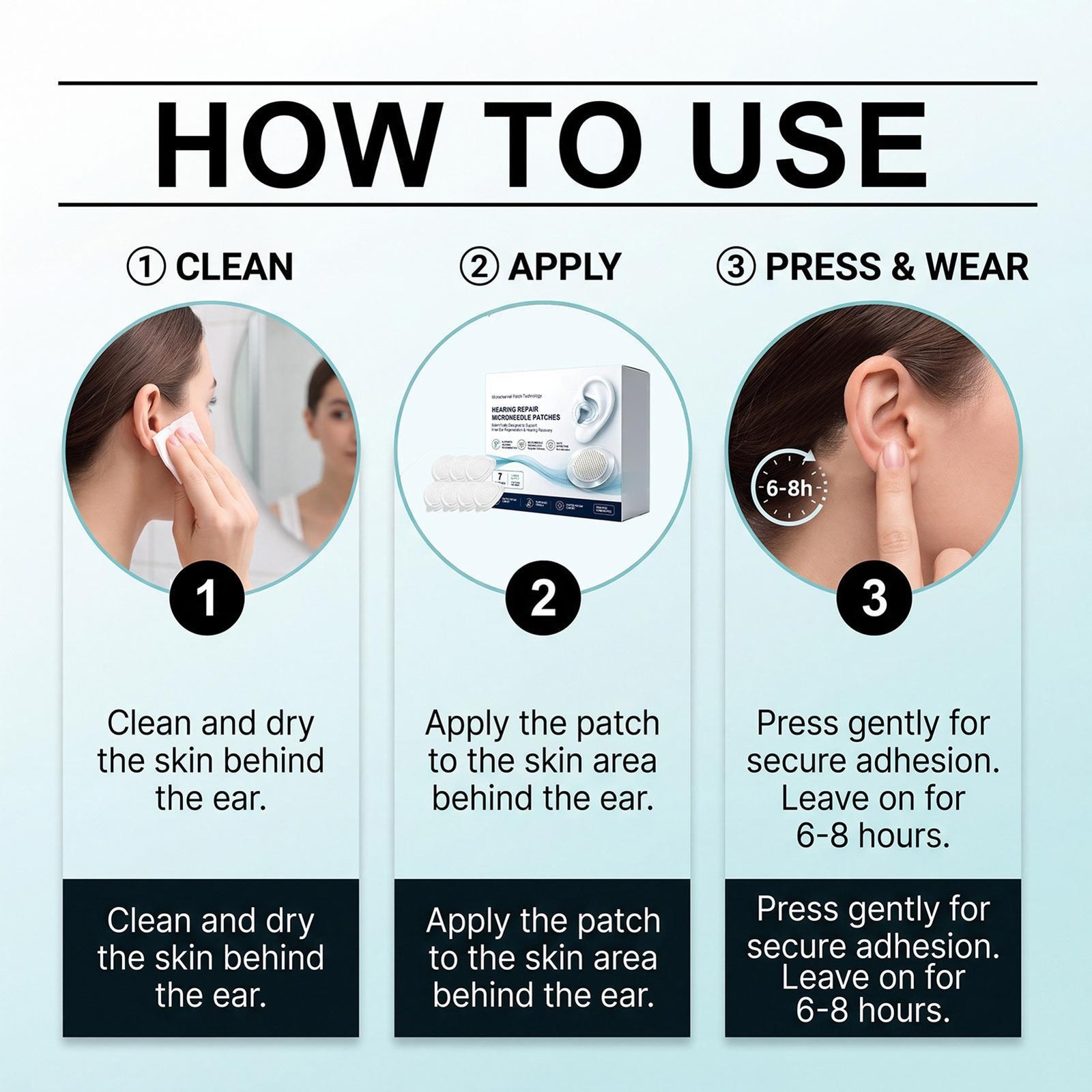Hearing Repair Microneedle Patch 7-Piece Natural Fast-Acting Soothing Nourishing