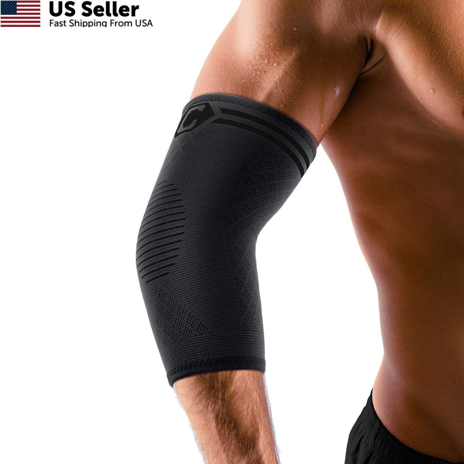 CAMBIVO 2 Pack Elbow Brace for Tendonitis and Tennis Elbow, X-Large, Black