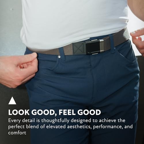 Belts Motion Belt for Men & Women – Micro Adjustable Click, Black/Black