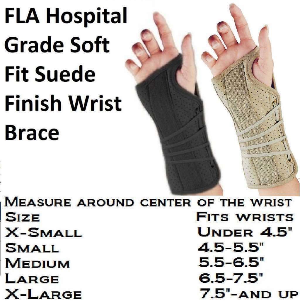 FLA Soft Fit Suede Finish Wrist Brace Beige Left Hand Medium