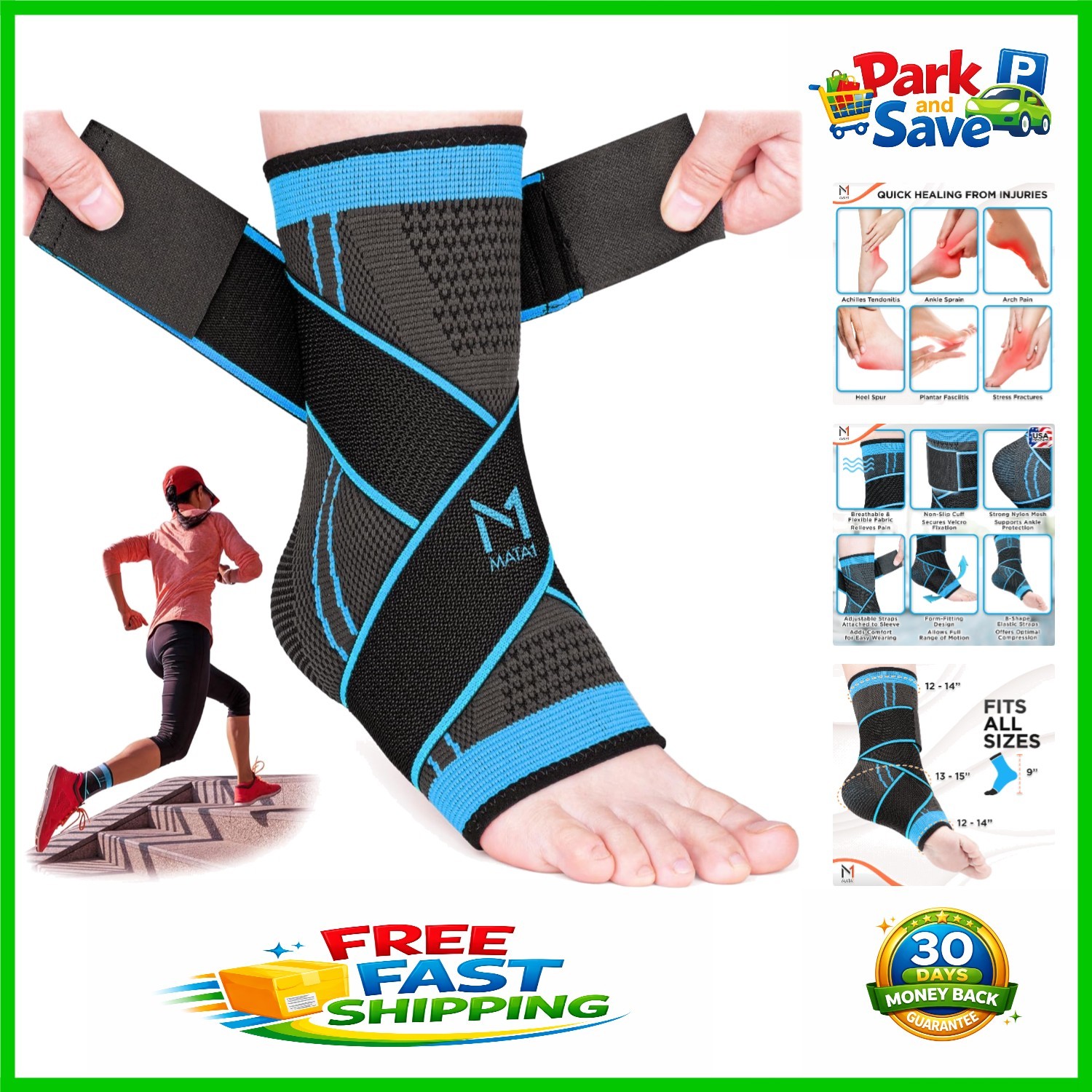 Expertly Designed Ankle Brace for Pain Relief and Stability – XL Black/Blue