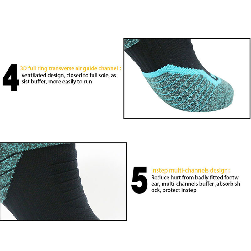Pro Mens Womens Running Compression Sports Socks Marathon Jogging Socks Striped