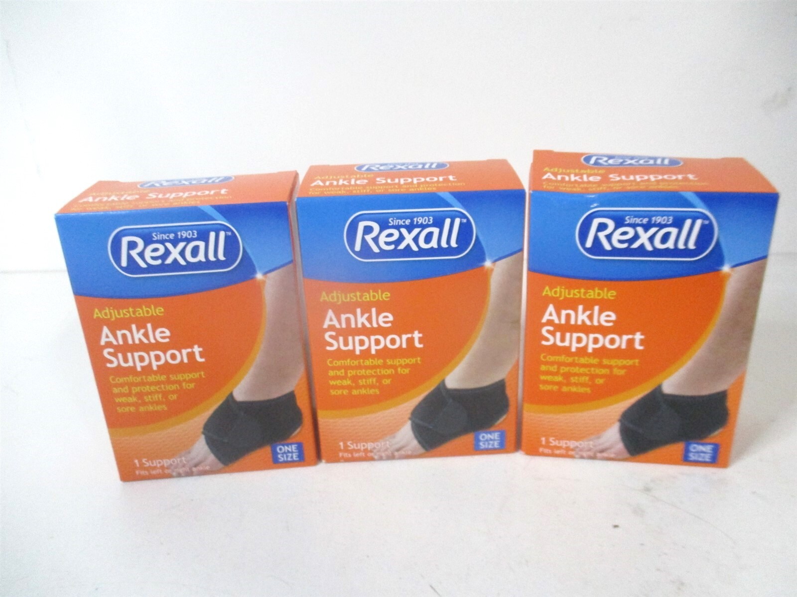 Rexall Black Adjustable Ankle Support For Sore or Weak Ankles – Lot of 3