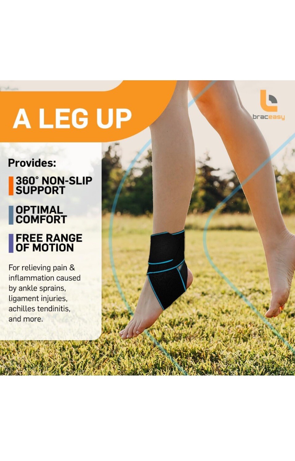 BracEasy Ankle Brace for Sprained Ankle Ankle Support for Women & Men – Ankle…